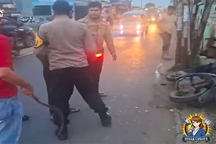 PHL Polres Ditendang Begal hingga Terjatuh 2 Pelaku Tabrak Tiang